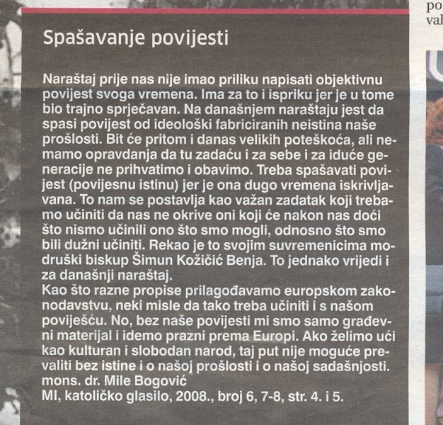 Biskupov SOS za povijest