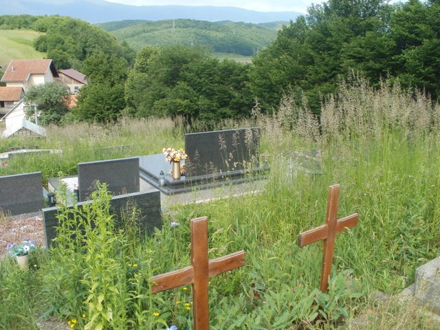 Grobove i križeve prekrila trava