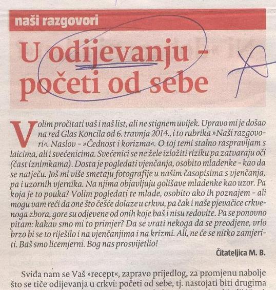 Sve ozbiljniji problem odijevanja u crkvi